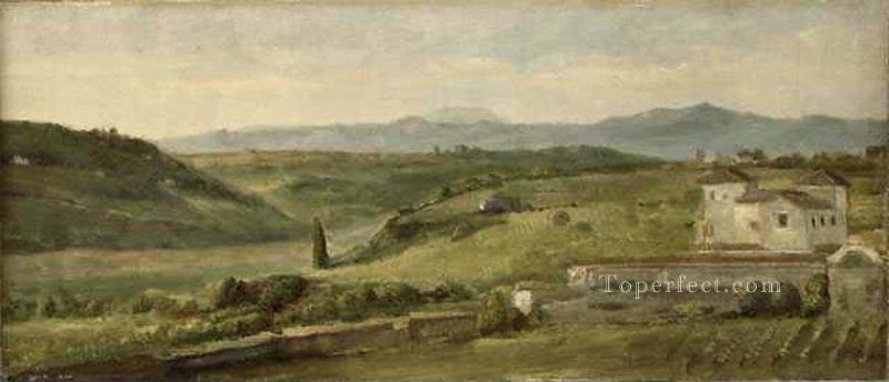 Panoramic Landscape with a Farmhouse symbolist George Frederic Watts Oil Paintings